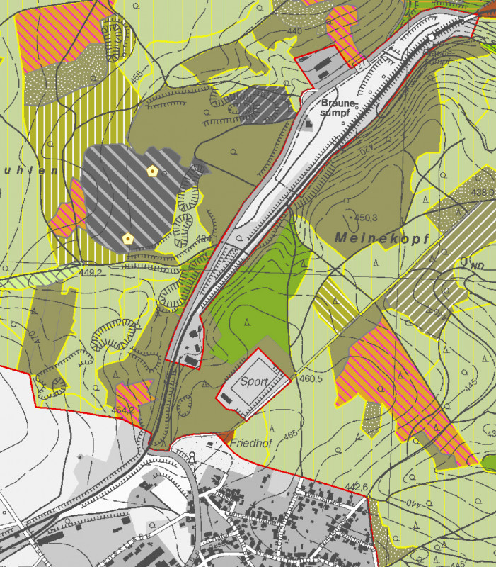 Ausschnitt Managementplan, Karte 04 --<br />Lebensraumtypen und sonstige Biotope (Süd)