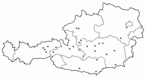 Schaubergwerke nach Bundesländern und von Westen nach Osten